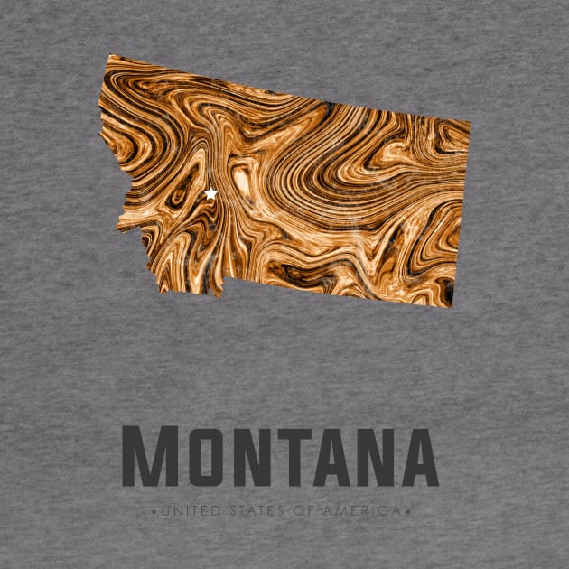 Montana state map abstract golden brown by StudioGrafiikka